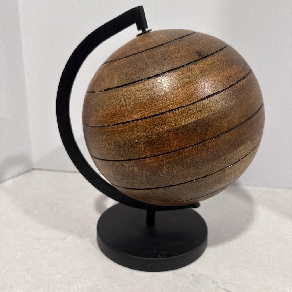 MCM Wood Globe metal stand Modern MCM Minimalist Decor
